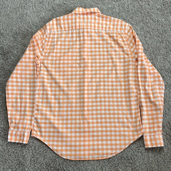 Lacoste Men’s Regular Fit Orange White Plaid Long Sleeve Button Down Shirt Sz M - Picture 3 of 8